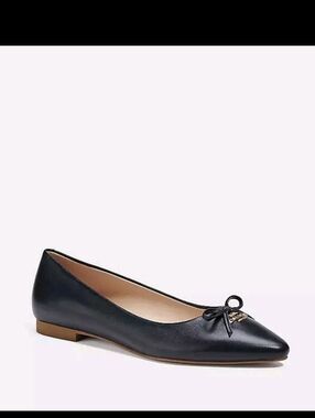 Coach Black Pointed-Toe Ballet Flat with Bow